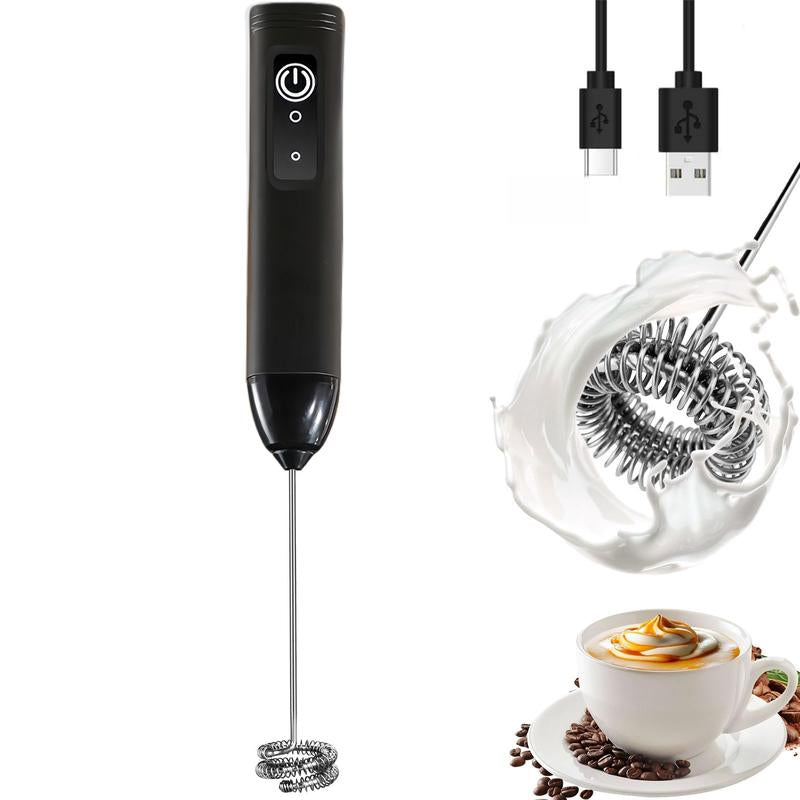 Milk Frother Rechargeable Handheld Electric Whisk Coffee Frother Mixer 3 Speed Adjustable Foam Maker Blender for Coffee Matcha Latte Cappuccino Hot Chocolate Coffee Whisk Mixing Device Egg Beater Equipment