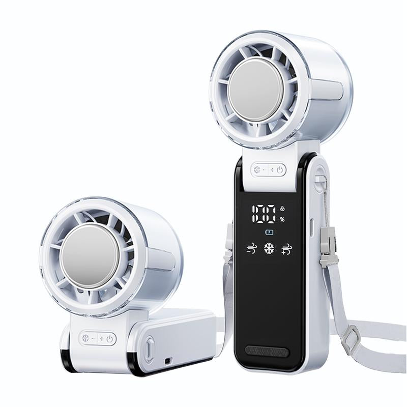 3 in 1 Portable with Ice Cooler, High Speed Handheld , USB Rechargeable Mini with 12H Max Time, Battery Powered Small Foldable Pocket for Travel, Summer, Grey/Purple/White Personal Cooling Fan Mode Temperature