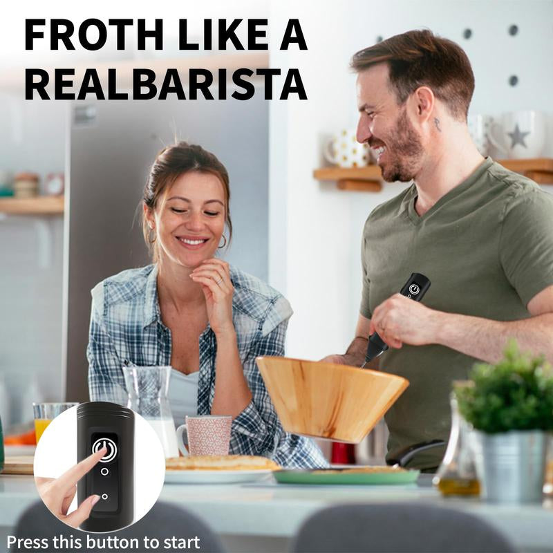 Milk Frother Rechargeable Handheld Electric Whisk Coffee Frother Mixer 3 Speed Adjustable Foam Maker Blender for Coffee Matcha Latte Cappuccino Hot Chocolate Coffee Whisk Mixing Device Egg Beater Equipment