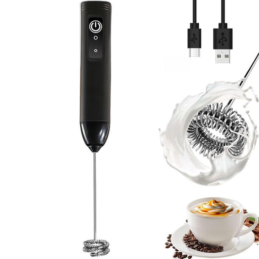 Milk Frother Rechargeable Handheld Electric Whisk Coffee Frother Mixer 3 Speed Adjustable Foam Maker Blender for Coffee Matcha Latte Cappuccino Hot Chocolate Coffee Whisk Mixing Device Egg Beater Equipment