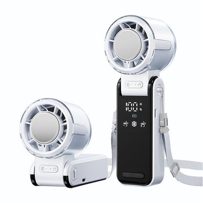 3 in 1 Portable with Ice Cooler, High Speed Handheld , USB Rechargeable Mini with 12H Max Time, Battery Powered Small Foldable Pocket for Travel, Summer, Grey/Purple/White Personal Cooling Fan Mode Temperature
